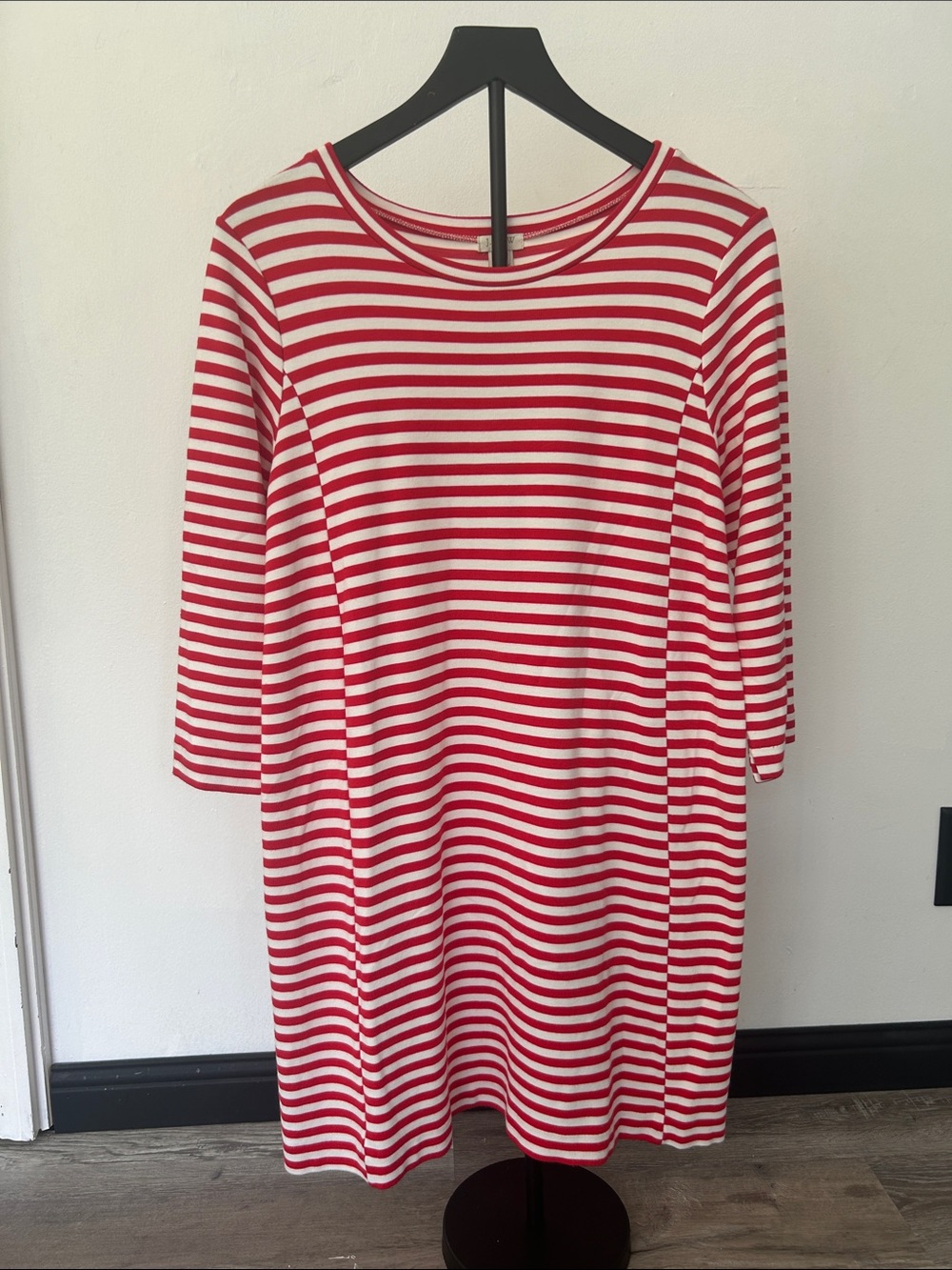 J. Crew Factory Red and White Striped Midi Dress